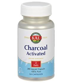 Charcoal Activated 280 mg, KAL (50 Capsules)